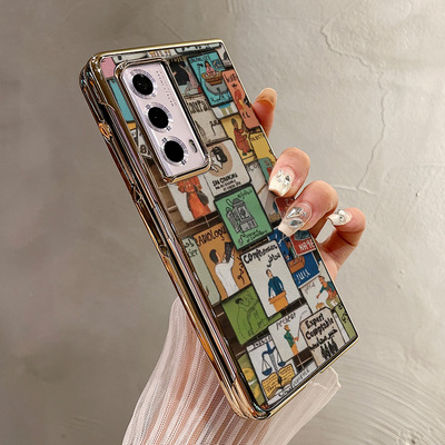 热瓜适用于荣耀MagicV6/V5/VS3/V2RSR/VS2手机壳折叠屏保护套新款高档气质电镀金边全包潮防摔套个性插画潮流