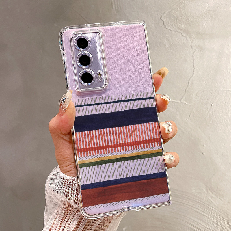 热瓜适用于荣耀MagicV5/V3/VS3/V2RSR/VS2手机壳折叠屏保护套新款高档气质UV透明壳全包潮防摔套简约条纹彩色