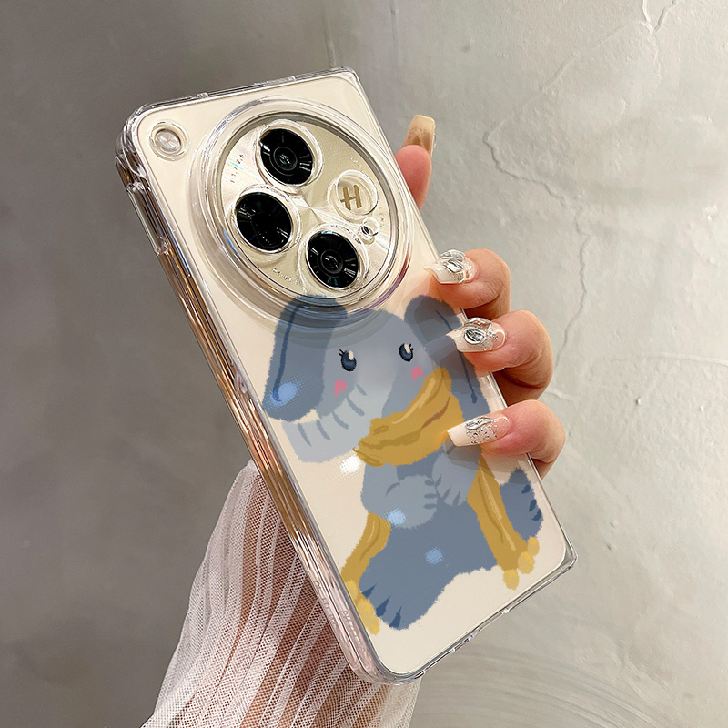 热瓜适用于OPPOFindN5/N3/N2手机壳左右折叠屏保护套新款高档气质UV透明壳高级感全包防摔套简约可爱卡通小象