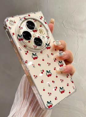 热瓜适用OPPOFindN5手机壳折叠屏保护套高档满屏红色樱桃趣味UV透明壳新款气质findn3/findn2奢华全包防摔套