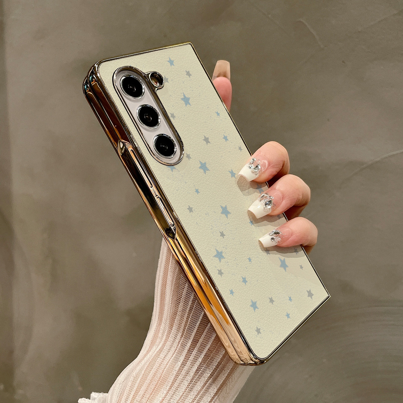 热瓜适用于三星GalaxyZFold7/6/5/4/3手机壳折叠保护套高档翻盖小清新满屏星星电镀金边新款高级感全包防摔套