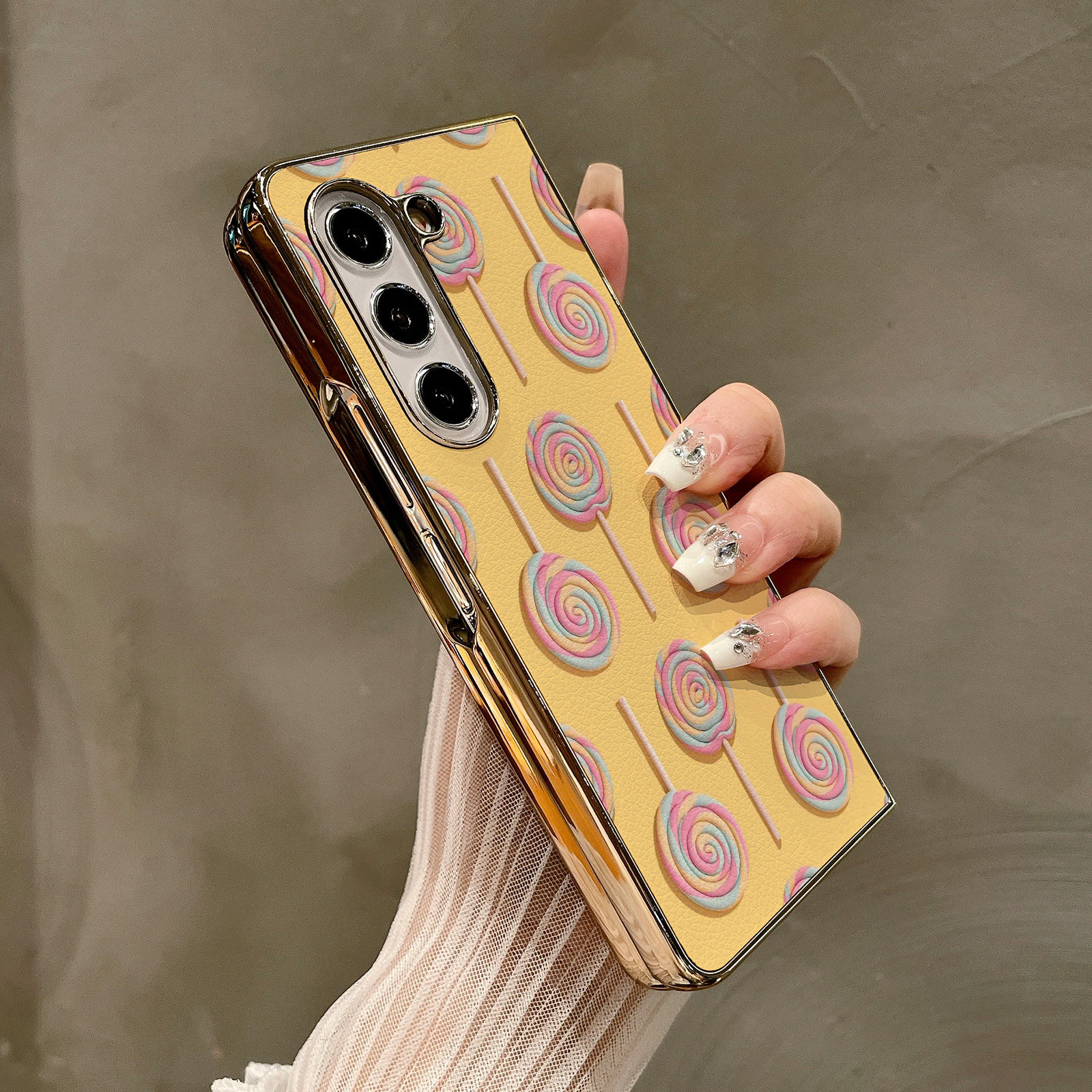 热瓜适用于三星GalaxyZFold7/6/5/4/3手机壳折叠屏保护套电彩色清新棒棒糖镀金边新款高档折叠壳高级感全包套