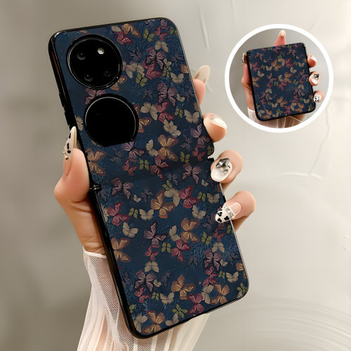 热瓜适用于华为Pocket2/P50pockets手机壳新款高档磁吸中轴皮纹折叠保护套高级感全包防摔套复古彩色花蝴蝶潮