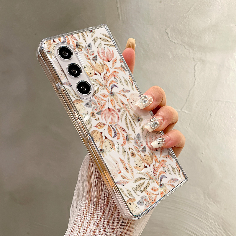热瓜适用于三星GalaxyZFold7/6/5/4/3手机壳折叠屏保护套高档翻盖UV透明壳新款高级感全包防摔套满屏彩色花朵