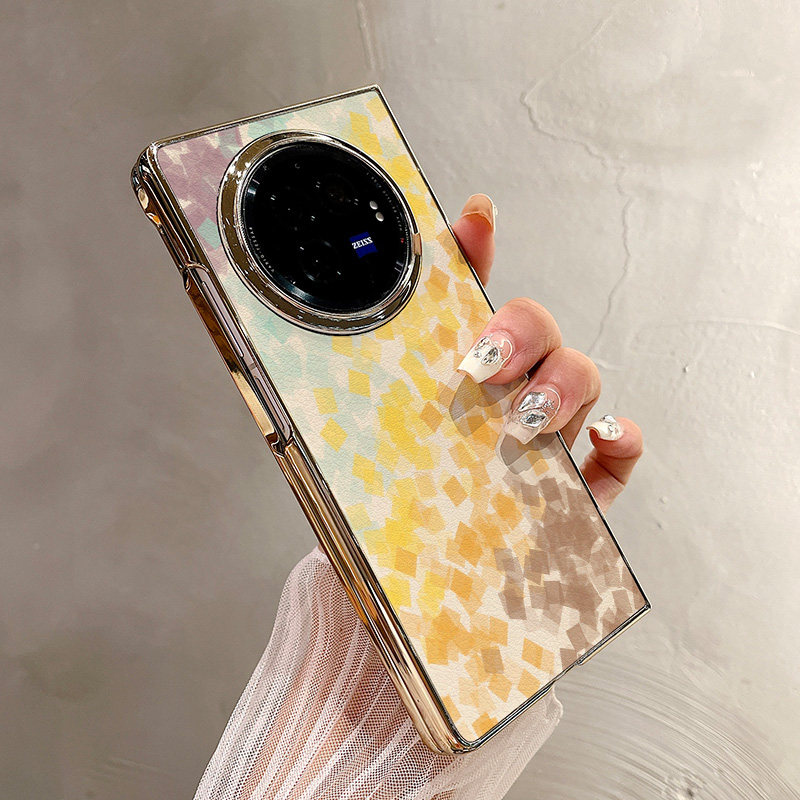 热瓜适用于VIVOXFold5/xfold3pro/xfold2手机壳折叠屏保护套新款高档气质电镀金边全包潮防摔套彩色晕染碎片