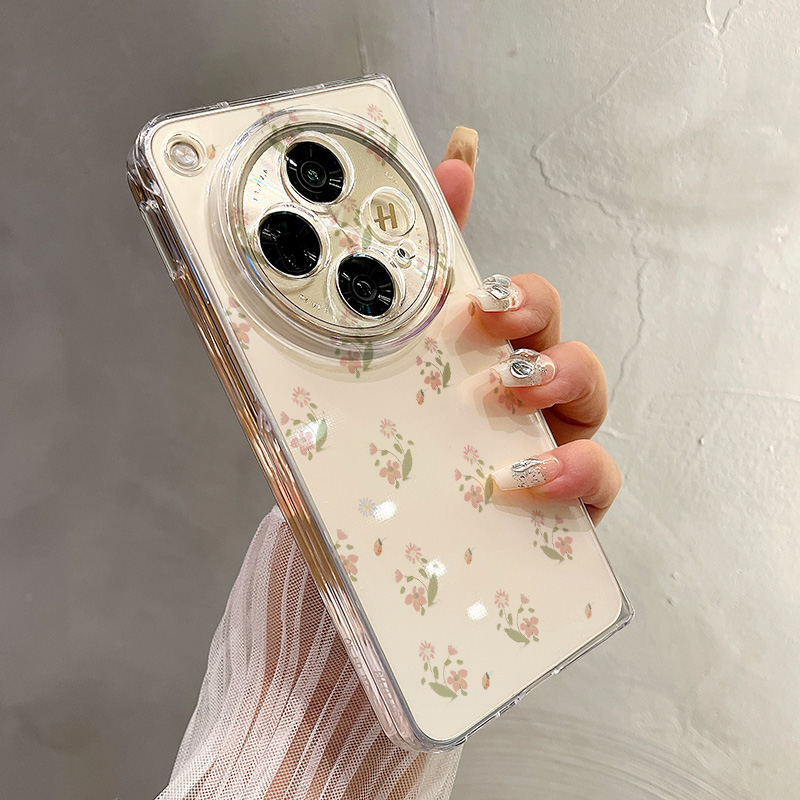 热瓜适用OPPOFindN5手机壳折叠屏保护套高档满屏粉色鲜花花朵UV透明壳新款气质findn3/findn2奢华全包防摔套