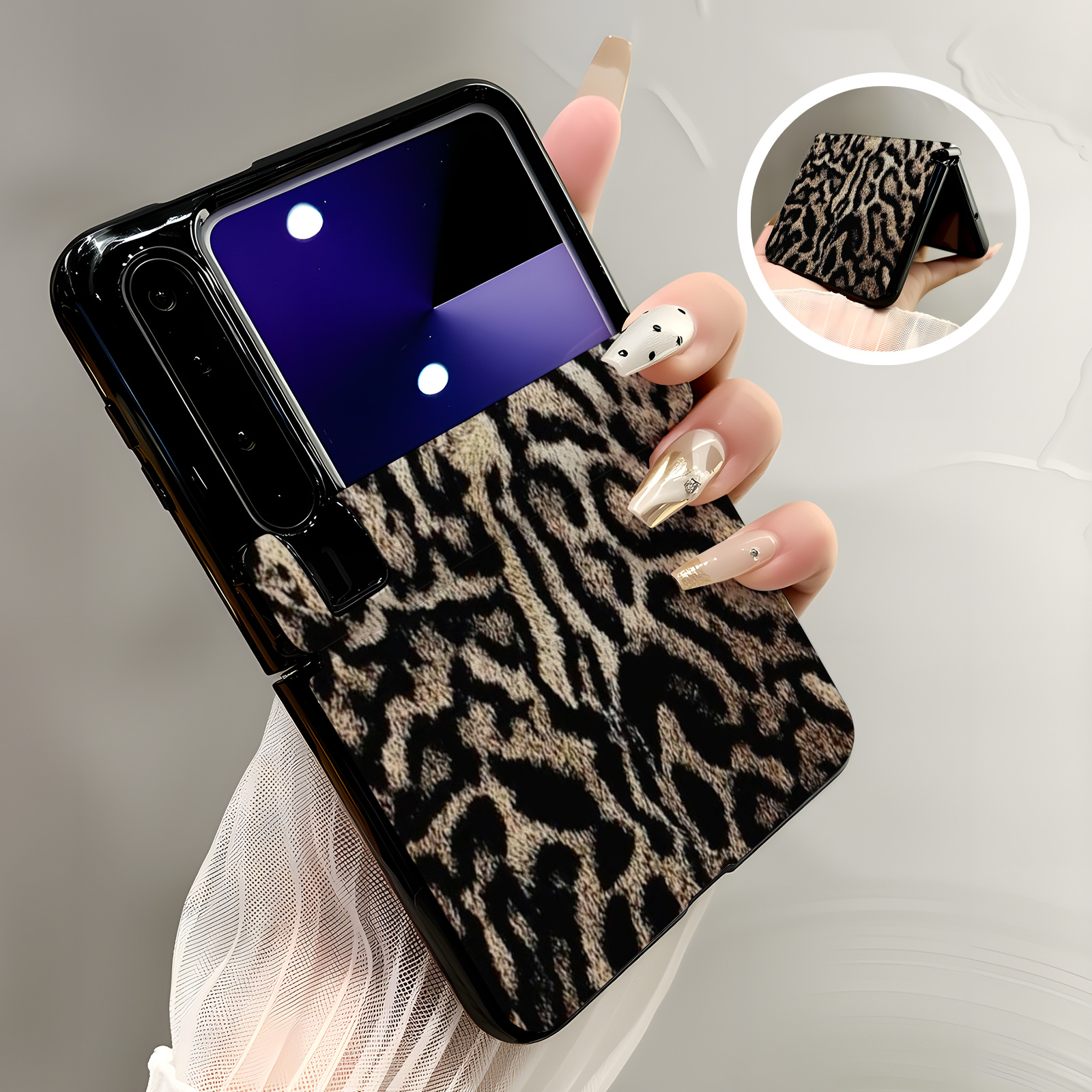 热瓜适用于华为PuraX手机壳新款高档磁吸中轴皮纹折叠保护套典藏轻奢全包防摔套高级感质感时尚个性纹理豹纹