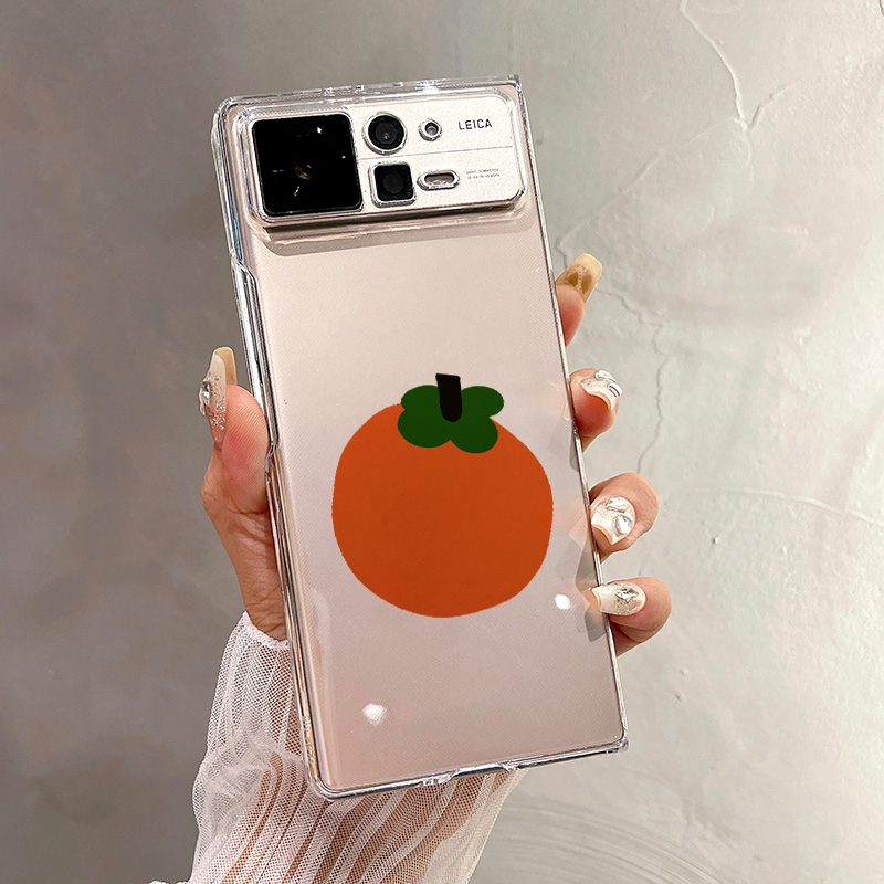 热瓜适用于小米MIXFold4/mixfold3/mixfold2手机壳折叠屏保护套新款高档气质UV透明壳全包防摔套橙色大橘大利