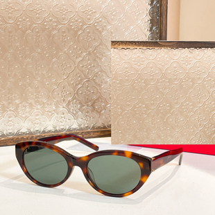 时尚 网红风太阳眼镜男女通用M148椭圆小框遮阳墨镜防紫外线玳瑁黑