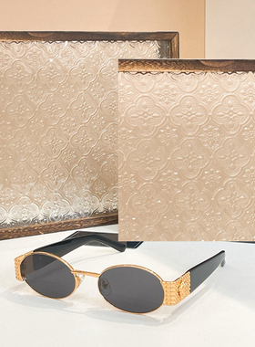 金属椭圆小框太阳眼镜女MODX38时尚遮阳墨镜男复古风防紫外线黑金