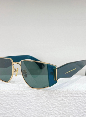 网红款金属太阳眼镜女款2231337时尚个性遮阳墨镜男款金绿拼色银