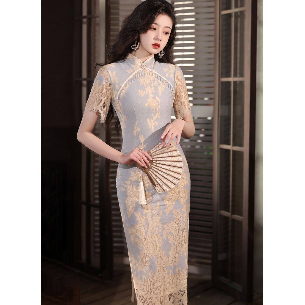 青倾家【夏空映晨曦】夏季复古民国风蚀骨气质蕾丝改良旗袍,女装/女士精品,大码连衣裙,淘宝优惠券,粉丝福利购,淘宝优惠卷