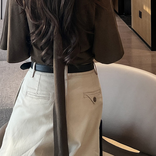 老钱风裤子女款秋冬百搭显瘦阔腿裤高级感浅色版型好的弯刀工装裤