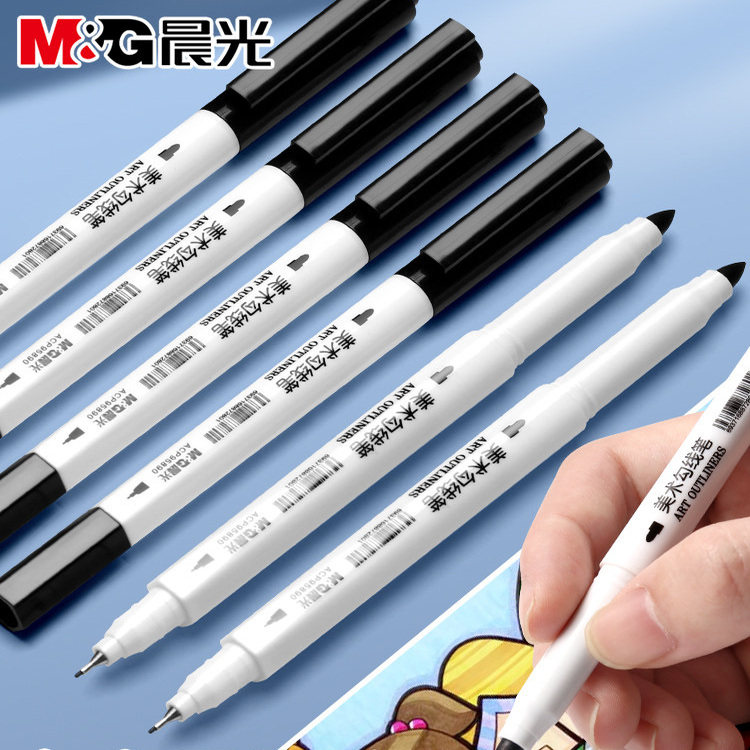 晨光勾线笔美术考试专用儿童小学生油性水性记号笔黑色粗头大容量速干防水防油不掉色幼儿园绘画描边笔马克笔,文具电教/文化用品/商务用品,勾线笔,淘宝优惠券,粉丝福利购,淘宝优惠卷