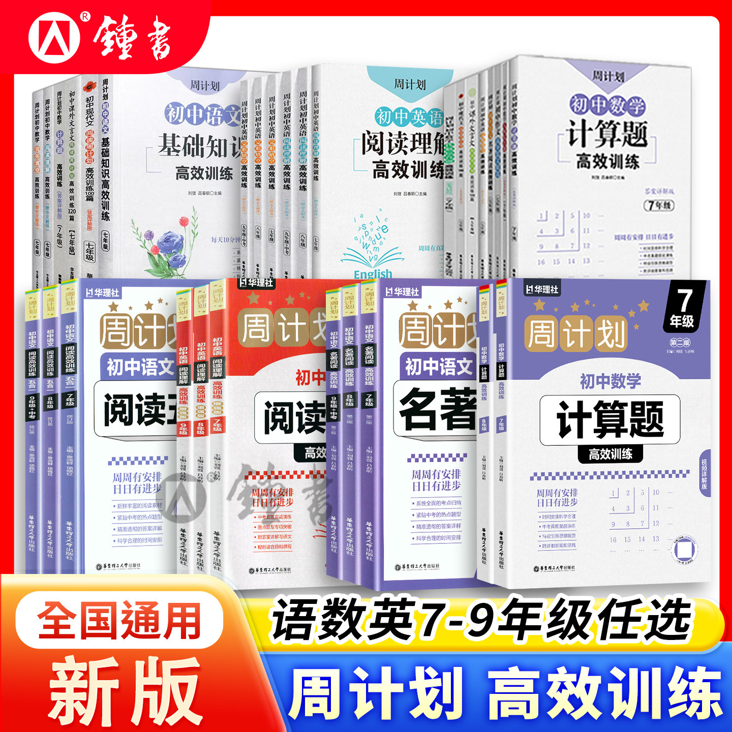 周计划高效训练七年级数学计算题专项初中语文课外文言文名著阅读理解训练八九年级初一二三现代文练习语文基础知识高效训练100篇