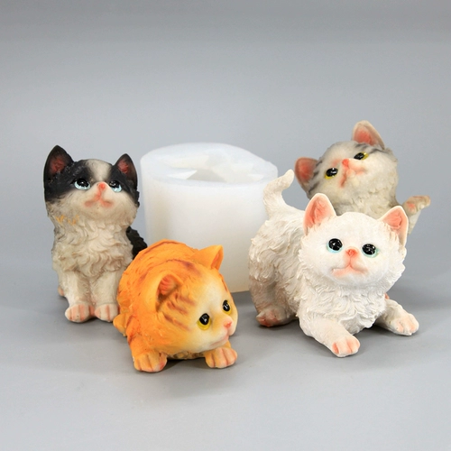 Трехмерная силиконовая форма, акриловый мусс, свеча, котенок, кот, 3D