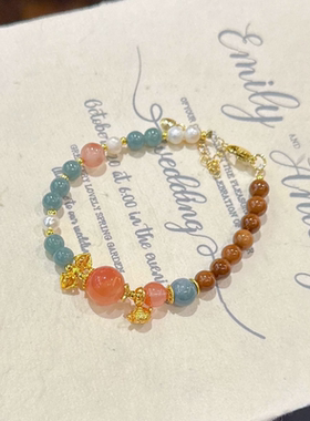 天然翡翠玛瑙珍珠多宝手串库克手链女手饰古风好运女朋友礼物