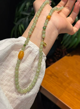 天然和田玉蜜蜡手链女新中式国风手串手饰品蜜蜡桶珠转运珠送妈妈