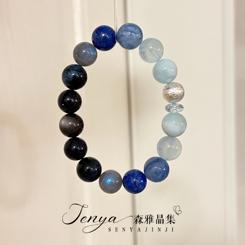 天然多宝水晶手链女款海蓝宝小众复古春夏清新手串闺蜜礼物送女友