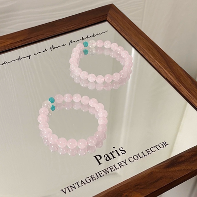 天然粉水晶蓝月光粉嫩少女心水晶手串简约温柔甜美女款礼物手饰