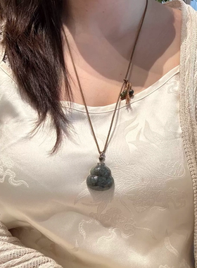 正品青花和田玉葫芦吊坠项链女款新中式国风气质颈链毛衣链送礼物