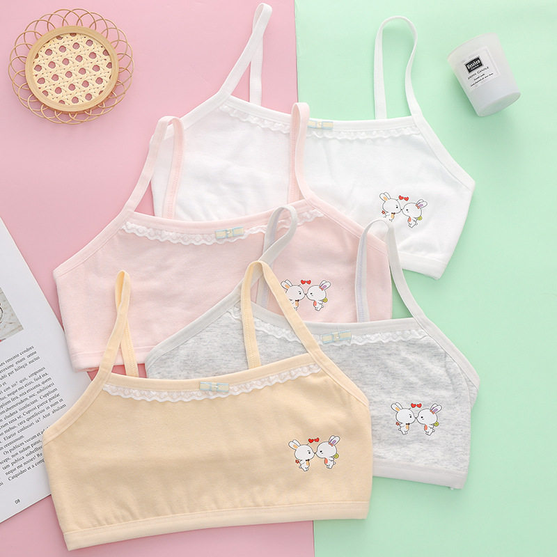 少女纯棉内衣夏季夹棉防凸点发育期背心女大童初中学生无钢圈文胸