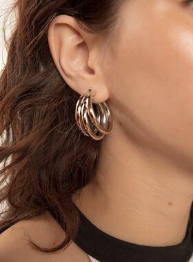 美国代购PIXIE MARKET正品TRIPLE HOOP EARRINGS金属环扣耳钉