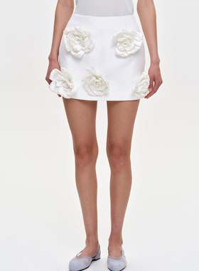 Source Unknown24夏百搭手工立体花朵设计时髦显瘦半裙