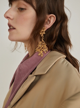 纽约代购LOEIL FOLIA EARRING镂空树叶耳钉