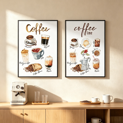 咖啡的种类装饰画咖啡厅高级感墙面布置壁画美式coffee店跨境挂画