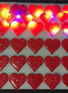 大号爱心闪光胸针发光胸花胸牌LED闪灯胸章圣诞发光胸针烤乳猪灯