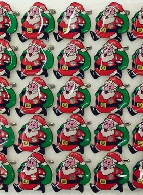 绿色背袋子老人圣诞闪光胸针 节LED发光胸章胸牌徽章儿童玩具装饰