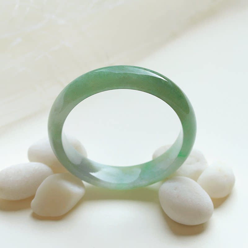 飘绿花翡翠手镯糯冰种缅甸玉石镯子58.6mm内径天然A货珠宝证书 06