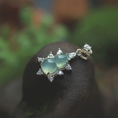 冰种晴水绿翡翠a货葫芦吊坠925银缅甸玉石挂件天然珠宝证书 028