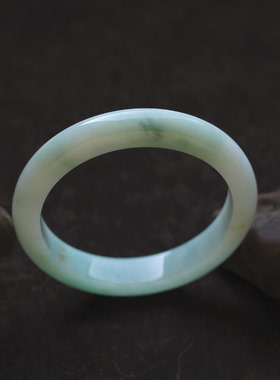 天然黄绿翡翠a货缅甸玉石手镯圆圈糯种镯子云南瑞丽58.6内径 0128