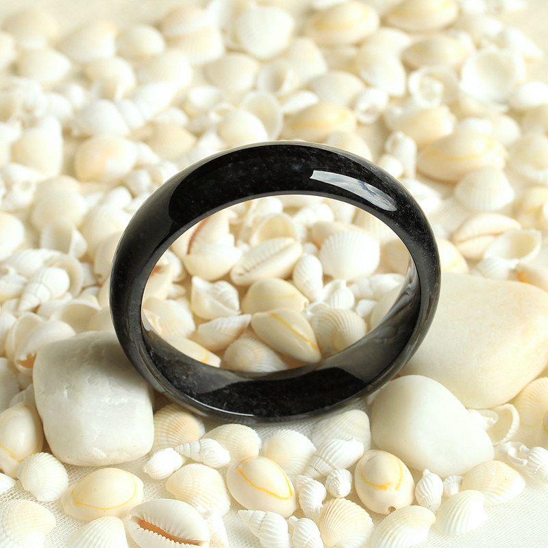 乌鸡种黑翡翠手镯缅甸玉石哥特个性墨玉镯子天然A货60mm大圈口039