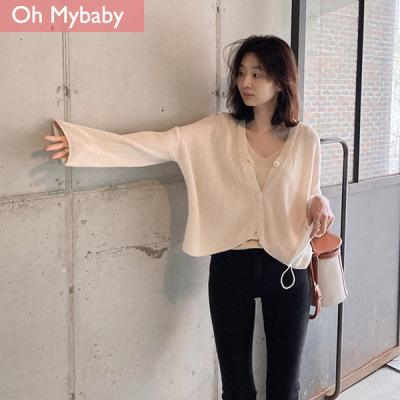 腈纶V领开衫纯色短外套