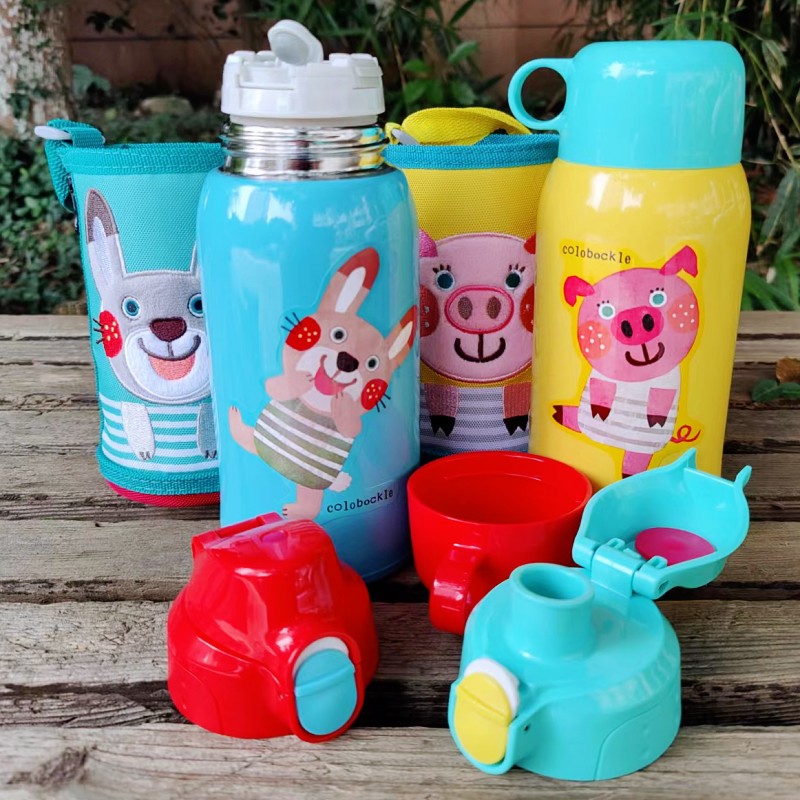 虎牌卡通不锈钢双盖大容量保温壶