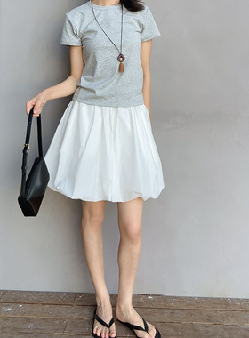 LSD设计感蓬蓬裙气球裙花苞裙女夏2025新款高腰百搭A字半身裙短裙