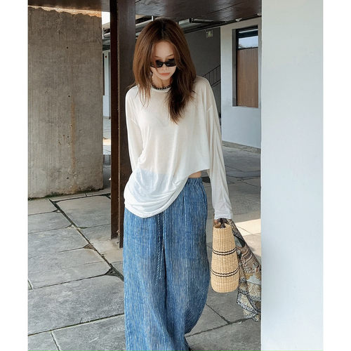 LSD慵懒风长袖莱赛尔防晒T恤女