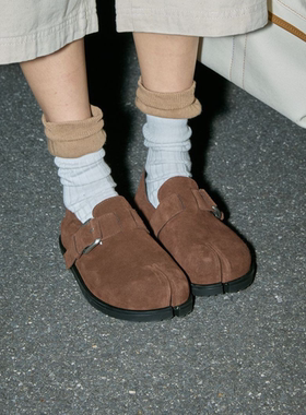 VEEFSHOW 850-1 磨砂皮勃肯鞋女2025新款厚底分趾猪蹄鞋单鞋潮