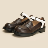 VEEFSHOW 女百搭厚底玛丽珍小皮鞋 3502 英伦风粗跟一字扣带乐福鞋