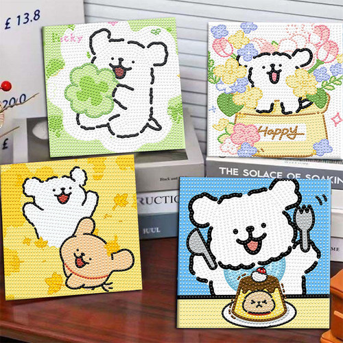 线条小狗钻石贴画手工DIY生日礼