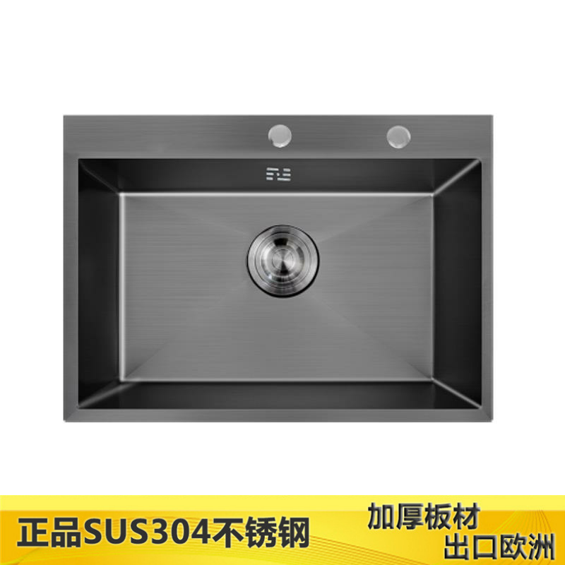 55x40 60x45 65x45 75x45不锈钢黑色纳米水槽单槽厨房洗菜盆橱柜