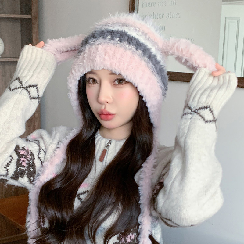 2025年新款韩版可爱毛绒耳朵帽