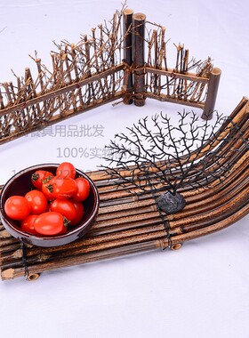 紫竹排船形茶托功夫茶具套装杯垫竹筏茶道配件珠宝展示架酒店餐具