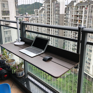 栏杆悬挂桌可折叠可升降桌简约休闲桌 阳台折叠书桌家用小办公桌