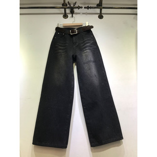 满天星烫钻弯刀裤 拖地牛仔裤 女2025冬季 E野视角加厚复合绒阔腿裤