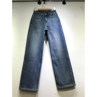 阔腿裤 E野视角加厚复合绒直筒裤 刺绣窄版 牛仔长裤 61062 女2025冬季