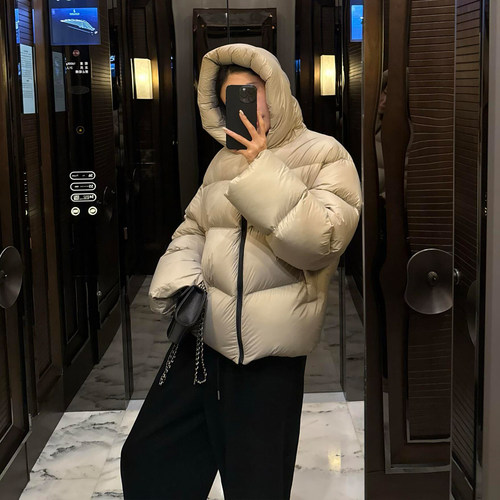 90白鸭！绒冬季韩系连帽羽绒服